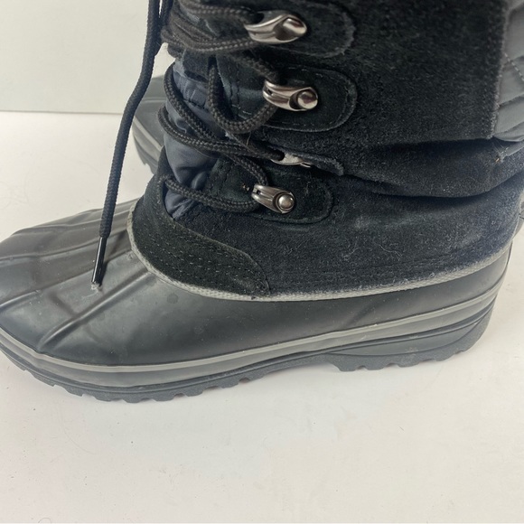 Khombu Nordic 2 Black Gray Winter Snow Tall Boots Lace-up Faux Fur Suede Size 7 - Picture 14 of 14
